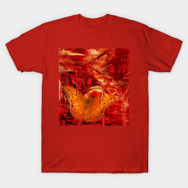 Butterfly in red universe T-Shirt by hereswendy